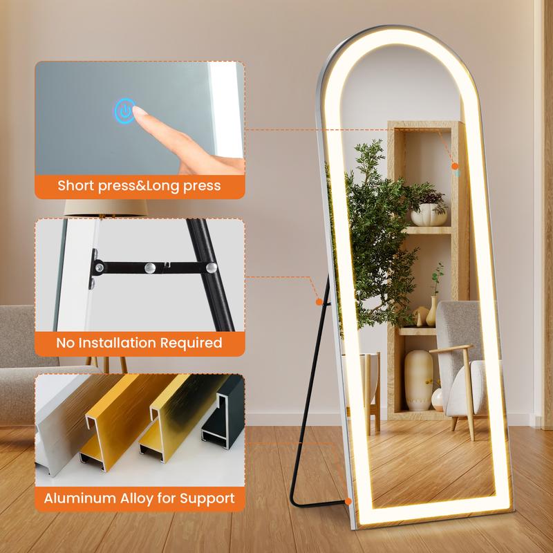 Full Length LED Mirror With Dimmable Lights