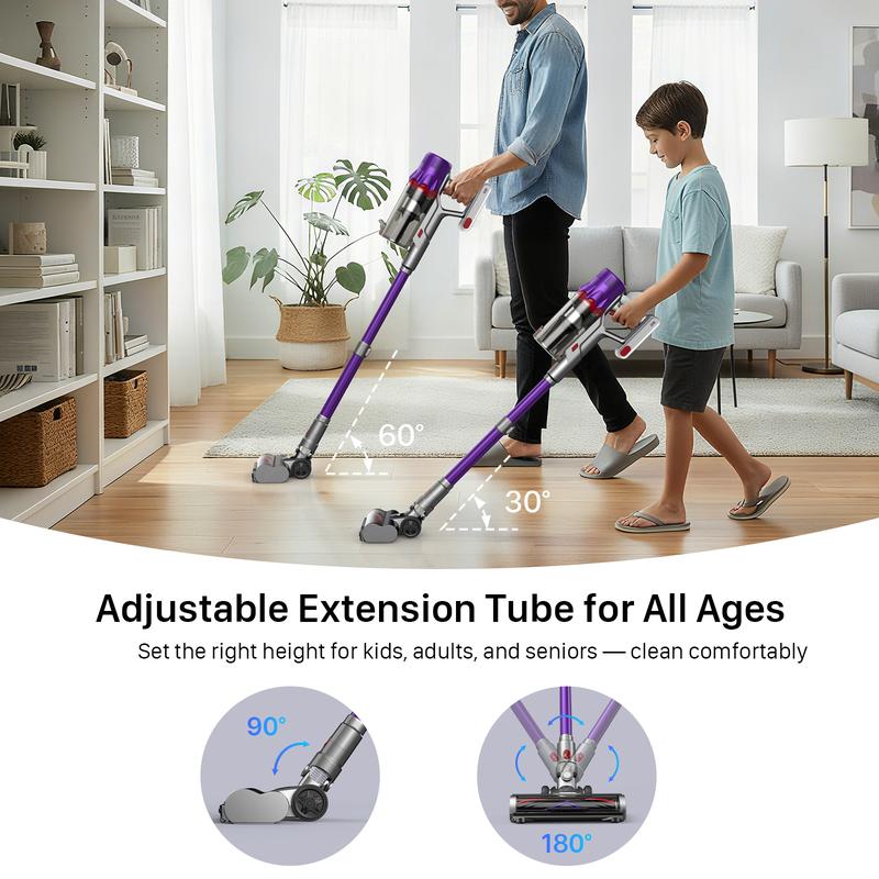 45Kpa Powerful Cordless Vacuum 55-Min Runtime