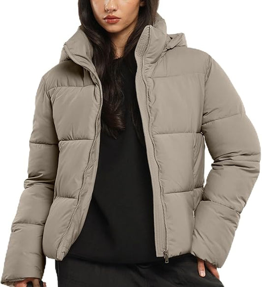 Women Puffer Jacket Hood Winter