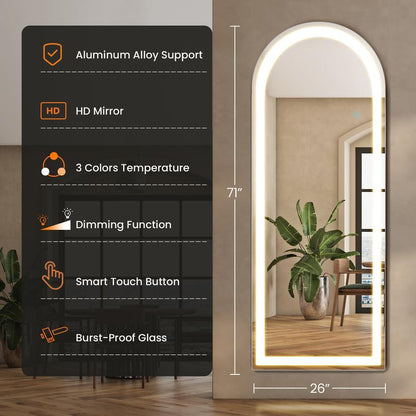 Full Length LED Mirror With Dimmable Lights